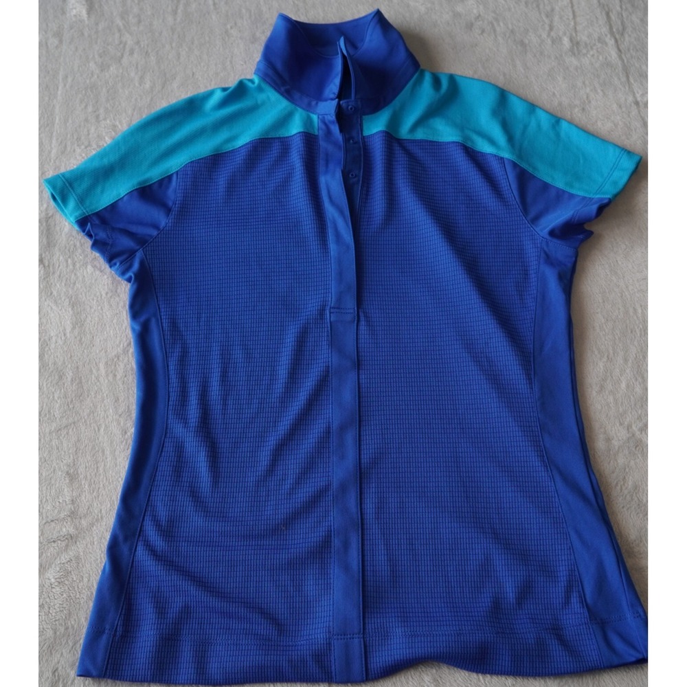 Callaway Polo Shirt Top Snap Button‎ Women's Small Short Sleeve Blue/aqua